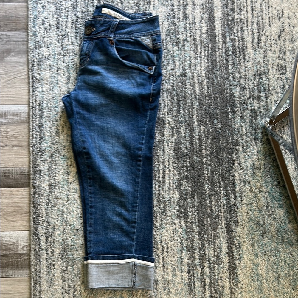 Dkny Blue Boyfriend Jeans with Cuffed Hem and Lived-In Look
